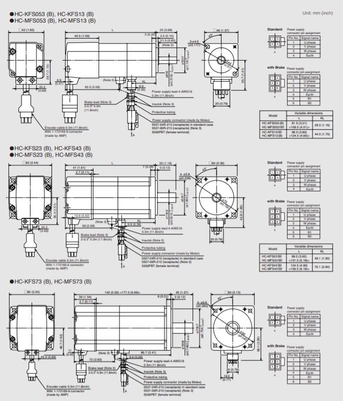 Mitsubishi-servo-motor-ขนาด